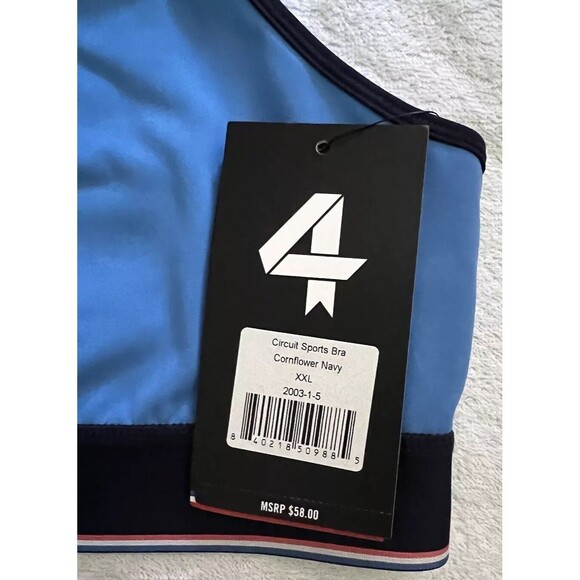 FourLaps Circuit Sports Bra Womens 2XL XXL Cornflower Blue & Navy Compression - Picture 2 of 4